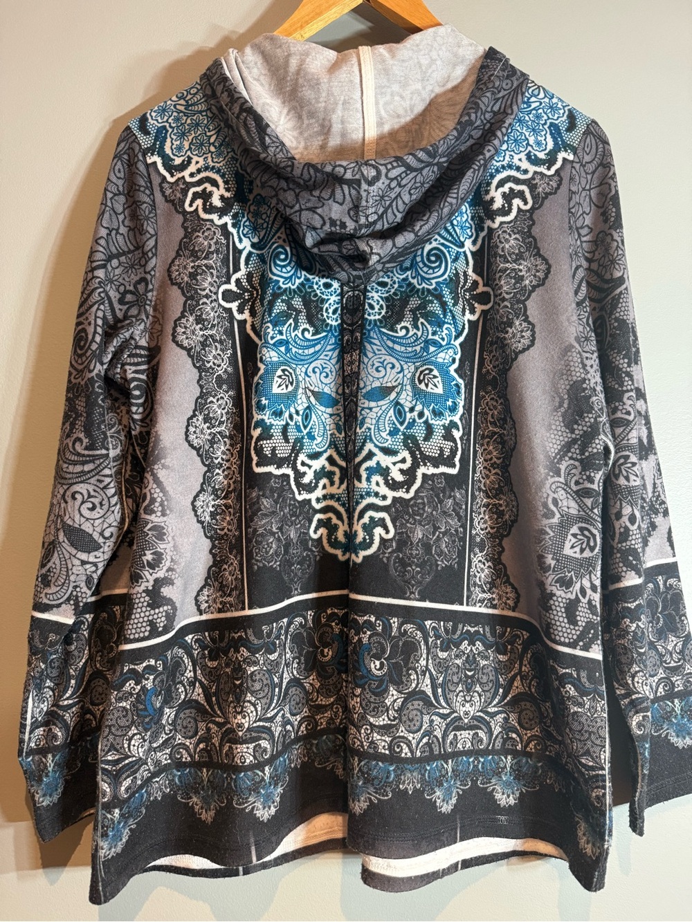 Christopher & Banks Blue and Gray Paisley Zip Hoodie - Picture 7 of 10